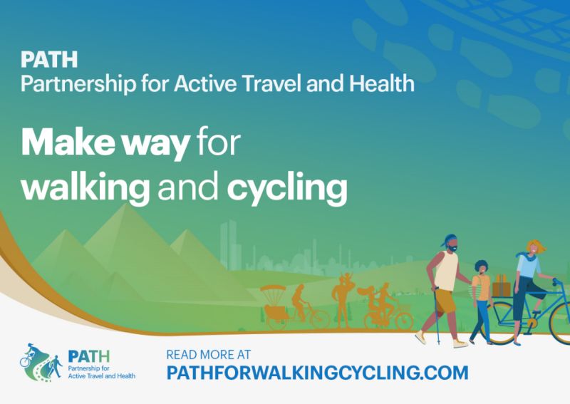 Grafika promująca organizację PATH - Partnership for Active Travel and Health